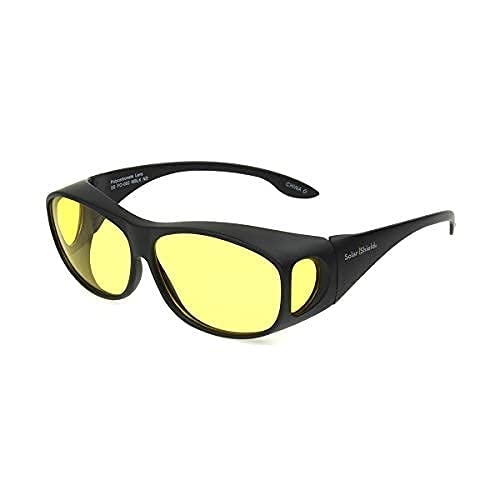 Solar Shield Dioptics Arrowhead Polarized Rectangular Fits Over Sunglasses, Black/Night Driver Lens, LARGE - Case included3