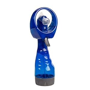 Out of the Blue 61/7034 – ventilator met spuitfles, ca. 29 cm, blauw, van kunststof, werkt op batterijen, in geschenkdoos