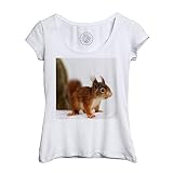 T-Shirt Femme Col Echancré Ecureuil Trop Mignon Animal Sauvage Nature Photo Interieur