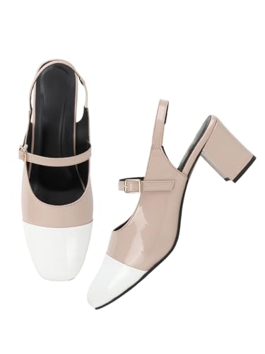 Image of TRYME Women Mary Jane Block Heels | Single Strap Round Toe Pumps | Comfortable Chunky Heel Shoes | Stylish Formal Casual Office Party Footwear