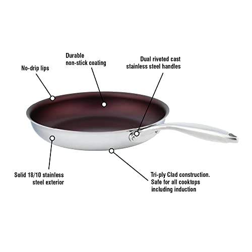 Meyer - SuperSteel Tri-Ply Clad Stainless Steel Nonstick Frying Pan, Induction Cooktop Compatible (24cm/9.5in) by Meyer - Image 2