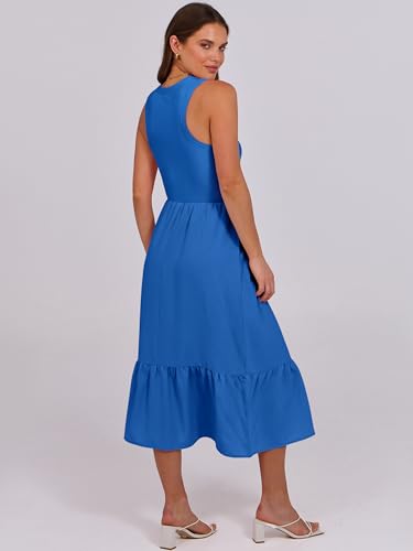 Image of ANRABESS Women Midi Dresses 2026 Summer Casual Sleeveless Sundress High Neck Tank Top Racerback Flowy Beach Dress & Pockets