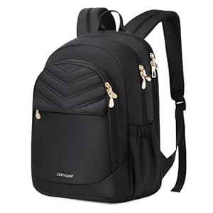 LIGHT FLIGHT Travel Backpack for Women, 15.6″ Laptop Backpack with USB Charging Hole, Water Resistant, Large Capacity, Black Daypack for, Work, Casual Computer Bags