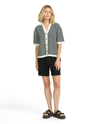 Volcom Women's Saltie Stones Yarn-dye Patterned Sweater Knit Polo Cardigan – Relaxed Fit, Geometric Design4