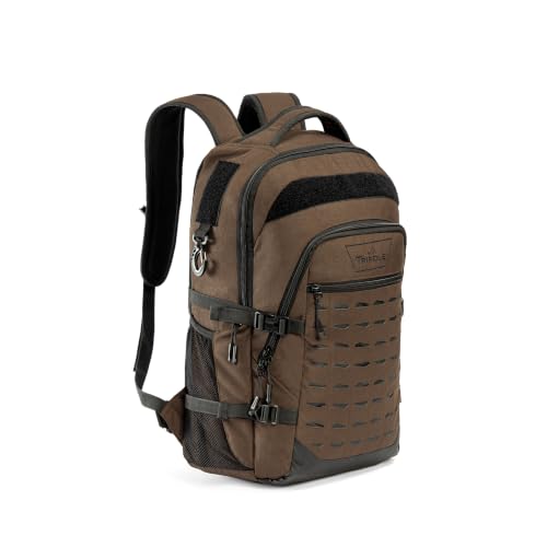 Image of Tripole Falcops 32L Tactical Laptop Backpack with Laser-Cut MOLLE Webbing | Water Repellent | for Daily use, Army, Office & Outdoor | 3 Year Warranty (Brown)