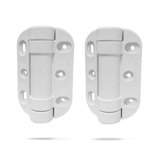 Safetech Hardware MegaKlik Self Closing Gate Hinges | Self-Aligning Heavy Duty Spring Hinges | Adjustable Tension | Pool Safety Hinge | Square Post, Aluminum Gates | Swing Close 185lb SHH135 - White