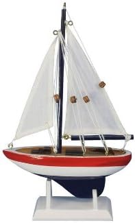 USA Sailer 9" - Small Wood Sailboat - Model Sailboat Decoration - Nautical Them