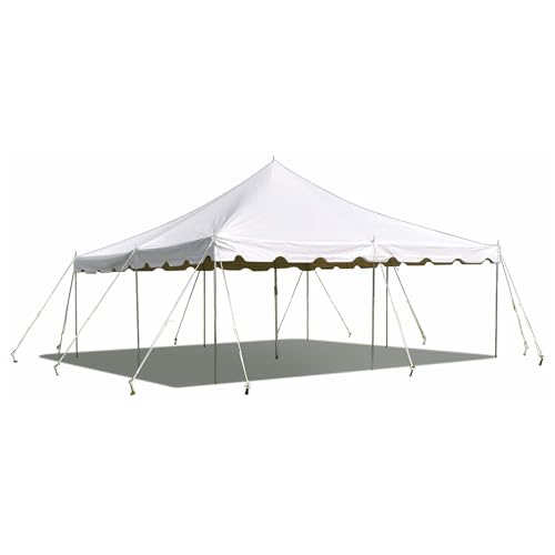 Party Tents Direct 20’ x 20’ Weekender Canopy Pole Tent, Indoor and Outdoor Heavy Duty Easy Up, 80 Person Capacity Tent for Parties, Weddings, and Events, Commercial and Residential Use, PVC White Top