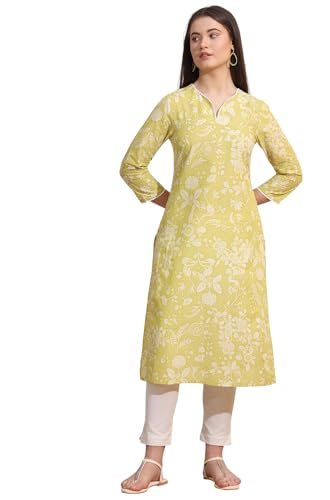 Image of W for Woman Pink Bold Geometric Printed Pure Cotton Straight Kurta