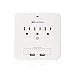 Cable Matters 3 Outlet Wall Mount Surge Protector with USB Charging and 3 Inch Wide Slide-Out Smartphone Holders White