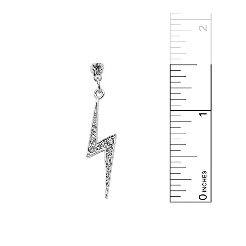 Spinningdaisy Silver Plated Crystal Lightning Bolt Earrings3