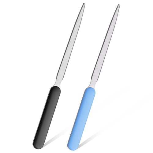 ZEYIYER 2Pcs Letter Openers, Lightweight Letter Openers Envelope Slitter, Blue Black Stainless Steel Envelope Opener for Mail, Office, Home Supplies (7.5inch)