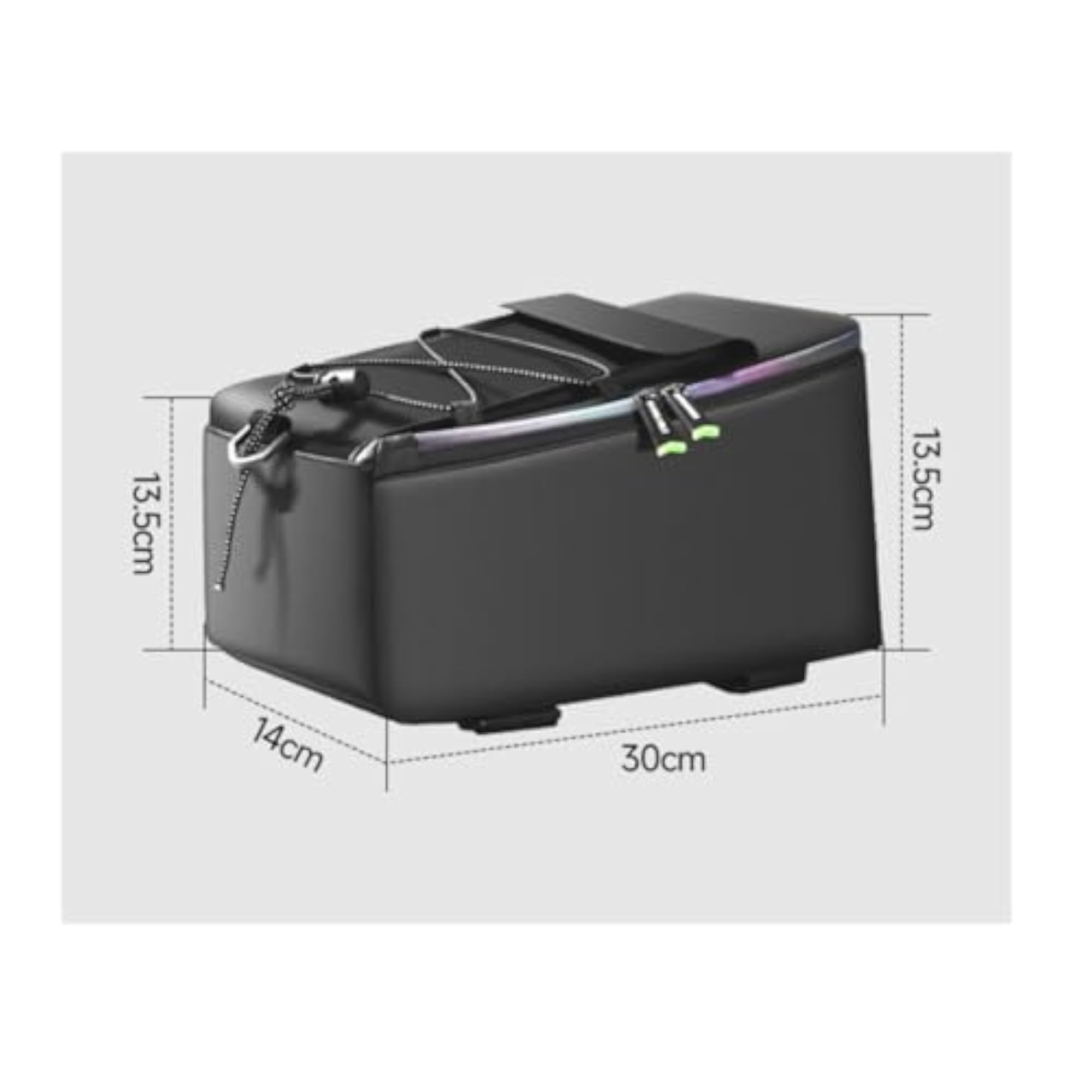 Waterproof Black Bike Trunk Bag with Zipper Closure