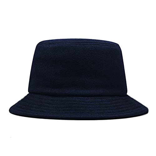 PJRYC Hommes de Grande Taille Pêcheur Chapeau de la Laine Chapeau de Capuchon d'hiver mâle et de Chapeau de Seau de Taille 56-60cm 60-65cm (Color : Navy Blue, Taille : 60-65cm)