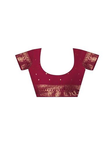 Image of SAMAH Women's Georgette Foil Printed Lace Work Saree with Unstitched Blouse Piece
