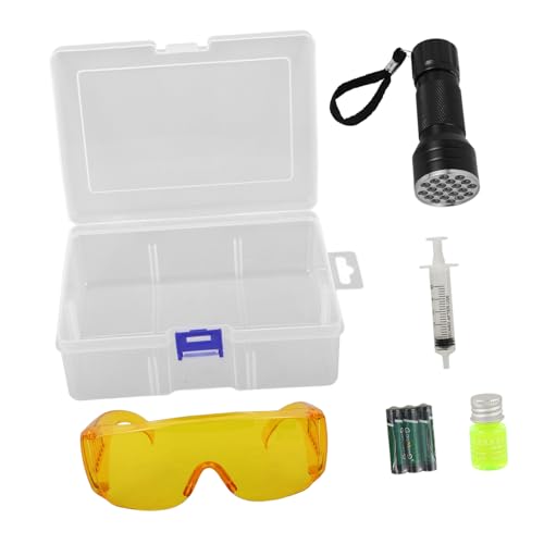 VALICLUD Auto Klimaanlagen Lecktest Werkzeug mit Taschenlampe Fluoreszierende Lecksuche Schutzbrille Vielseitiges Kfz Klimaanlagen Reparatur Kit für...
