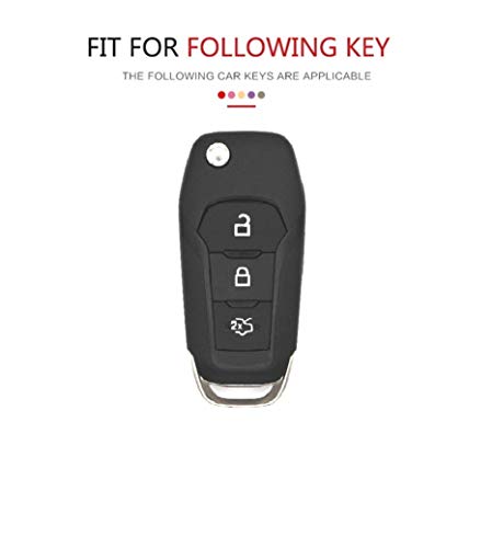 Image of JVCV Premium Soft TPU Leather Pattern Key Cover Compatible with Ford Endeavour Figo Aspire Freestyle 3 Button Folding Key (Blue).