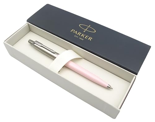 Parker Jotter - Penna a sfera in acciaio inox, finitura pastello rosa confetto, inchiostro blu, in confezione regalo