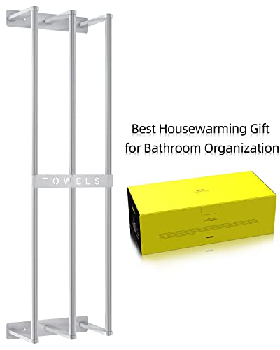 Bathroom Towel Storage Wall, Bethom Towel Rack For Bathroom Wall Mounted, Bath Towel Holder Wall Can Holds Up To 6 Large Size(63X40 Inch) Of Rolled Towels, Brushed Nickel #TOP4