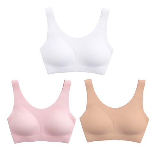 YACCA Girls Seamless Bra Ultra Comfort Soft,Removable Thin AA Cup,Invisible Dig-Free Teen Bras