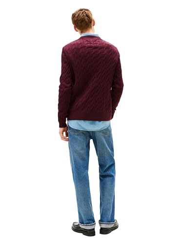 Image of Tommy Hilfiger Men's Cable Knit Crewneck Sweater Lightweight Pullover