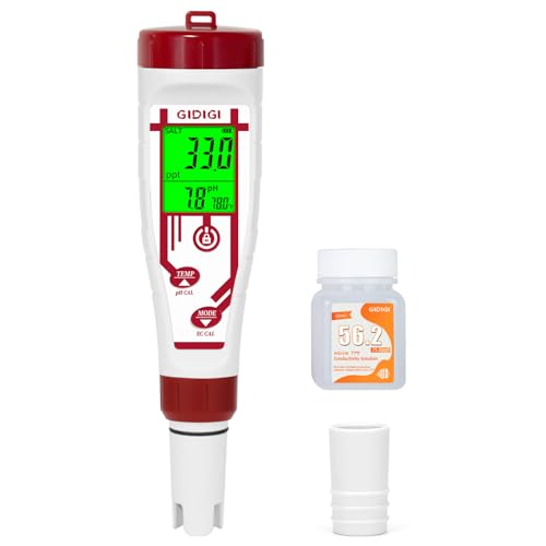 Aquarium Salinity pH Meter,Digital Pool Salt Tester,Simultaneously Display 5 in