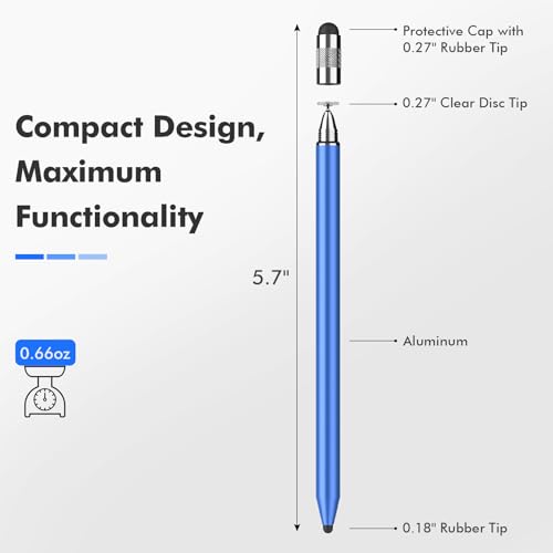 MEKO 3 in 1 Stylus Pen for Touch Screens, High Sensitivity & Precision Capacitive Stylus Pen for Android Tablet/Apple iPad iPhone Tablets/Universal Touchscreen Devices (Blue)