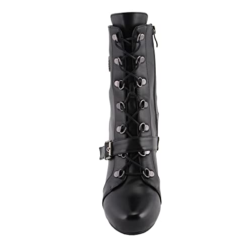Milwaukee Leather MBL9431 Women's Black Lace-Up Fashion Boots with Block Heel and Buckle Strap3