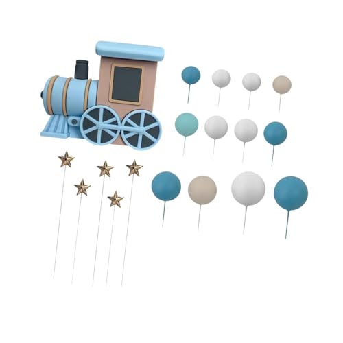 Perfeclan 18Pcs Train Cake Decorations, Cake Topper Cupcake Decorations Versatile Birthday Decoration Train Theme Party Adorable Dessert Accessory for Bachelor Kids Weddings Birthday Parties
