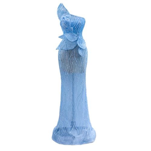 One Shoulder Mermaid Evening Dresses 3D Flowers Lace Beads Prom Dress Pageant Gown Elegant Dress