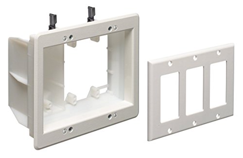 Arlington TVBU507-1 TV Box Recessed Outlet Wall Plate Kit, 3-Gang, White, 1-Pack