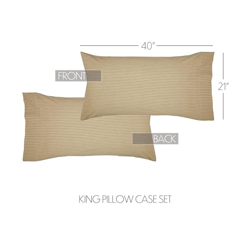 Vhcbrandsfarmhousekhakitanstripedcottonprairiewindsbeddingtickingstripekingpillowcasesetof2 Urban Country Home Decor Vhc brands farmhouse khaki tan striped cotton prairie winds bedding ticking stripe king pillow case set of 2 urban country home decor