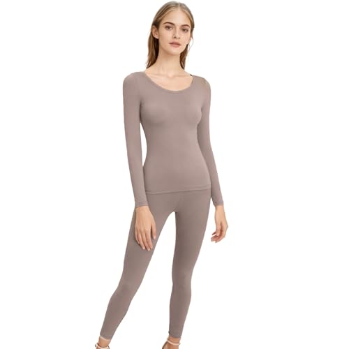 Ensemble de sous-vêtements thermiques pour femme élastiques et doux sans coutures pour l'automne