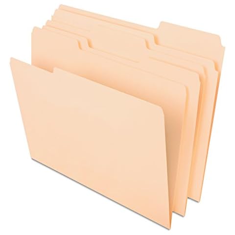 Pendaflex CutLess File Folders with Softer Paper Edges, Letter Size, Manila, 1/3 Cut Tabs in Assorted Positions, 100 Per Box (48420) Cover