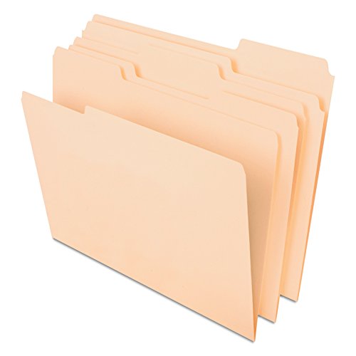 Pendaflex CutLess File Folders with Softer Paper Edges, Letter Size, Manila, 1/3 Cut Tabs in Assorted Positions, 100 Per Box (48420) Cover