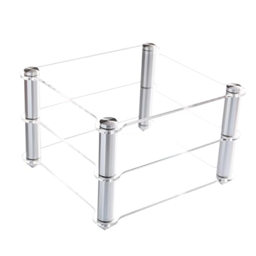 HAEKEBC Acrylic Audio Component Rack 2 Layer Audio Video Tower, Small Transparent Rack Desktop HiFi Audio Equipment Stand, Streaming Device Holders