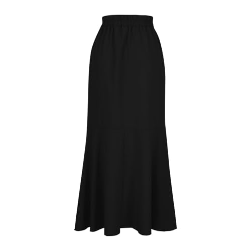 Women's Solid Color Prom Party Elegant Maxi Skirt, Irregular Ruffle Hem Flowy A-Line Skirts Formal Evening Clothes4