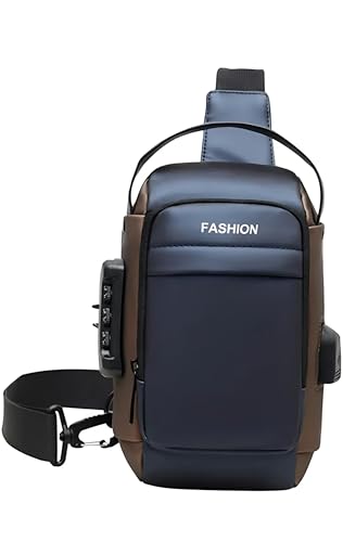 Image of Waterproof Polyester Slim Unisex Crossbody Sling Bag Chest Backpack Men's Shoulder Bag, Leisure Travel Handbag, Hard Shell Anti-Theft Chest Bag