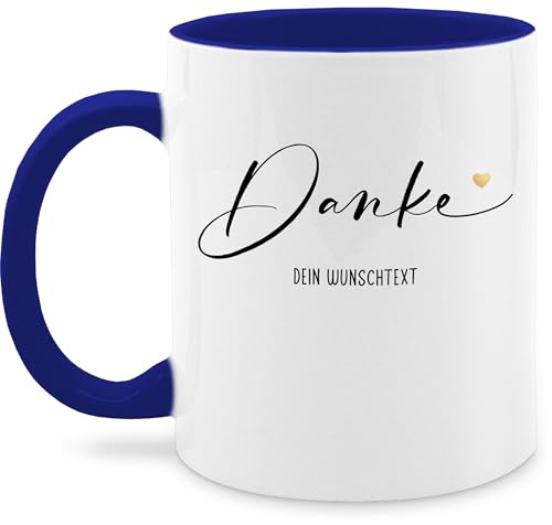 Tasse Tassen 325ml - Danke sagen mit Wunschtext personalisiert I Kleines Dankeschön Geschenk Dankbarkeit I Dankbar - 325 ml - Dunkelblau - schön