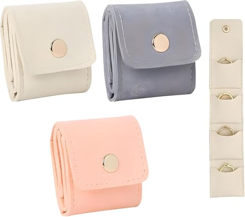 Mini Travel Jewelry Bag, Travel Jewelry Organizer Case, Portable Jewelry Organizers Storage Book for Travel Essentials,Ring,Earring (3 Pcs)