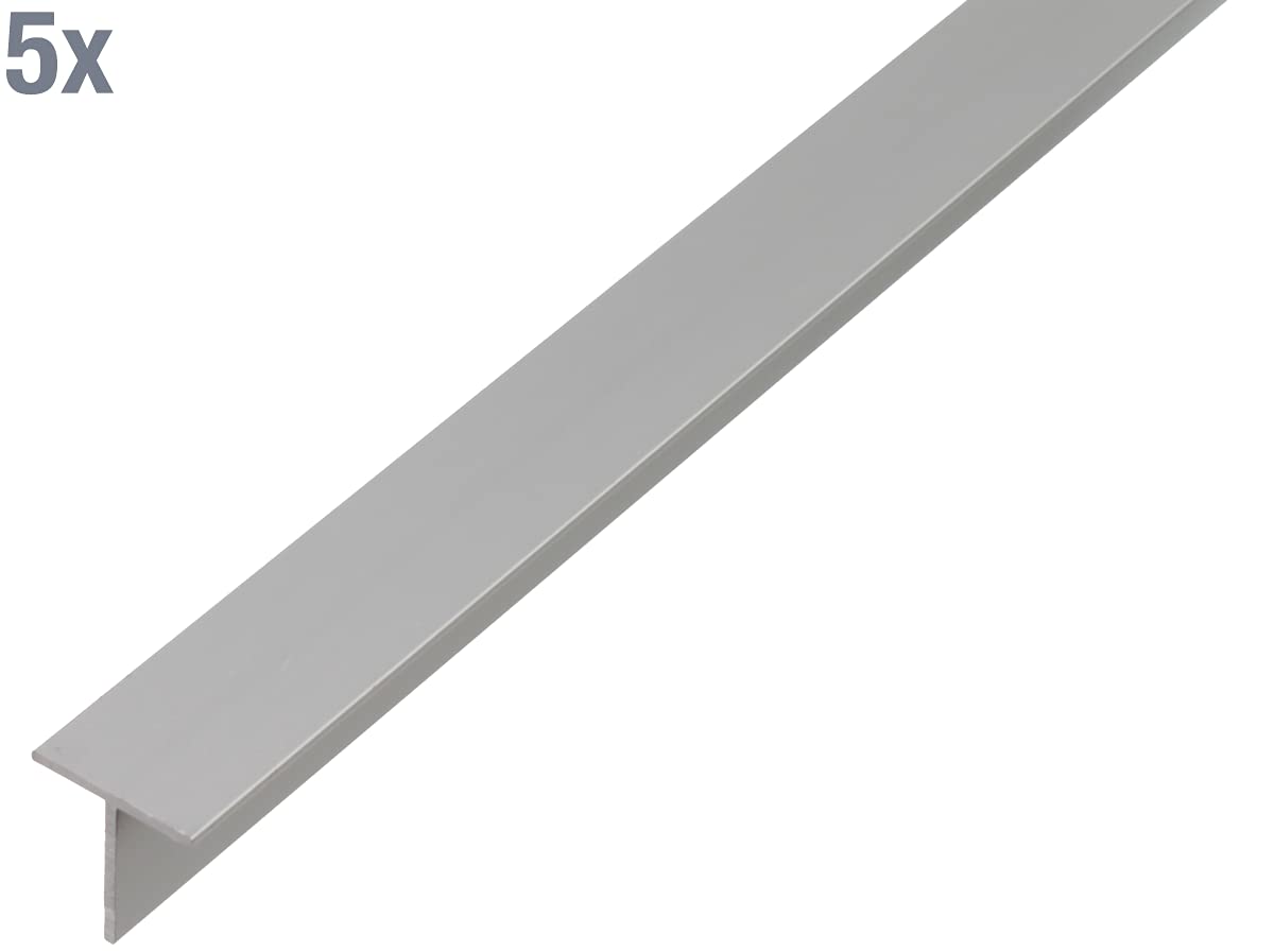 GAH-Alberts 497804 472108 profil T z aluminium, 1000 x 20 x 20 mm, naturalny | zestaw 5 sztuk