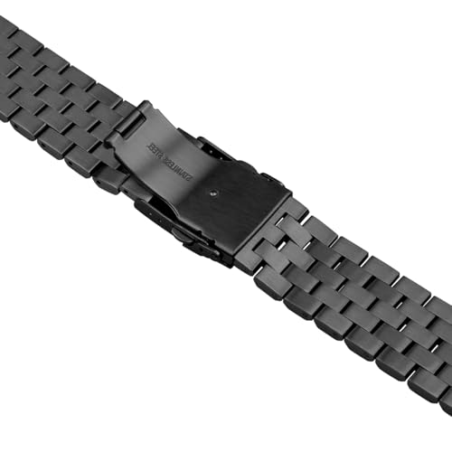 Image of Brushed Metal Watch Bands for Men Women Solid Stainless Steel Watch Band 18 /20 /22 /24 /26mm Watch Bracelet Strap Deployment Double Lock Deployment Buckle Black Silver Blue Gold