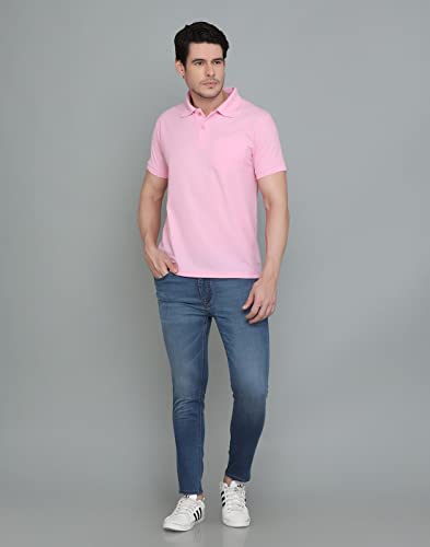Image of INKKR Men's Polo Neck Half Sleeve Cotton Blend Regular Fit T-Shirt With Pocket