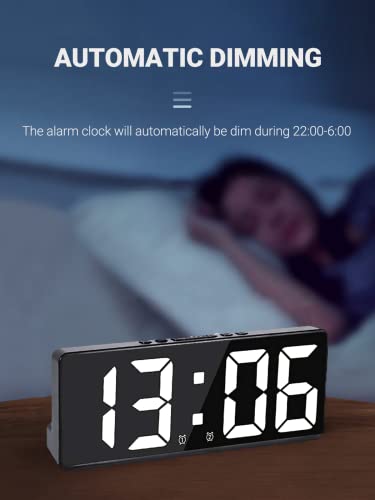 Digital Alarm Clock For Bedrooms, With Temperature, 6 Adjustable Brightness, Voice Control, Dual Alarm & Snooze, 12/24H & Date, Easy To Use, 6.2" Led Desk Clocks (Black) #TOP5