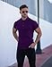 Collared Muscle Polo Shirts Men Slim Fit Textured Knit Polo Shirts Short Sleeve Button Down Shirts Casual Stylish Purple