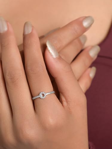 Image of Clara 925 Sterling Silver Minimal Adjustable Ring for Women Platinum Plated | Rakhi Rakshabandhan Gift for Sister Bhabhi Daily Wear | Gift for Women and Girls