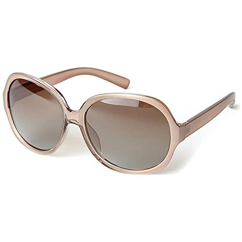 Corciova CORCIOVA-160118123-04 Women Trendy Oversized Sunglasses Polarized Uv 400 Protection Dark Champagne Frame Brown Lens cover