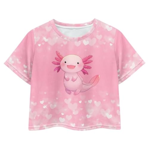 Image of Girl Crop Top Shirts for Summer Cute T Shirts Short Sleeve Tees for Kids 5-16