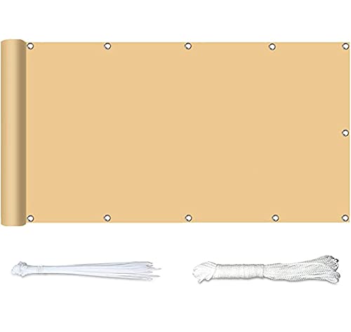 Beige Sichtschutzzaun Sichtschutz 0,9 x 6 m Winddichte Balkonabdeckung mit Ösen Ideal für Garten Hof Wand Inklusive Nylon-Kabelbinder und Schnur Sichtschutz Stoff für Außenbereiche
