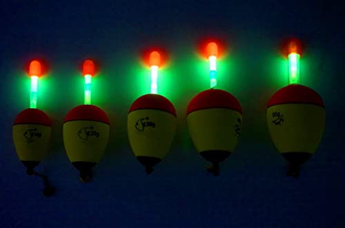 TOASIS Fishing Drift Floats 5pcs Soft EVA Foam Slip Bobbers Assorted Sizes with Glow Sticks and Snap Connectors